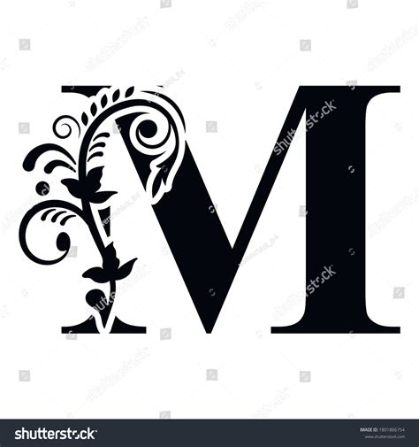 Letter M Flower Ornament Vector Logo Stock Vector Royalty Free