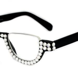 Half Moon Bling Woman Reading Glasses Adorned W Clear Genuine European