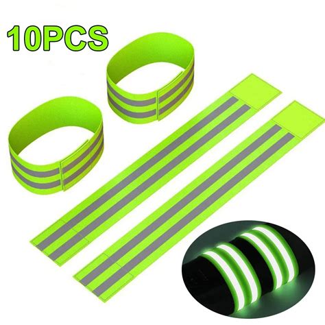 10pcs Reflective Bands For Wrist Arm Ankle Leg High Visibility Reflect