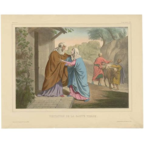 Antique Religious Print No 3 Visitation Of The Blessed Virgin Mary