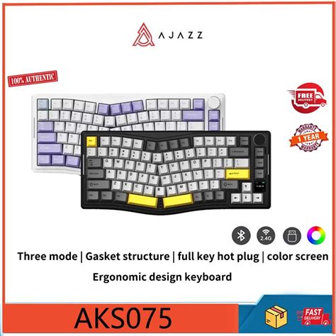 Ajazz Aks Three Mode Wireless Mechanical Keyboard Gasket Structure Full Key Hot Plug With
