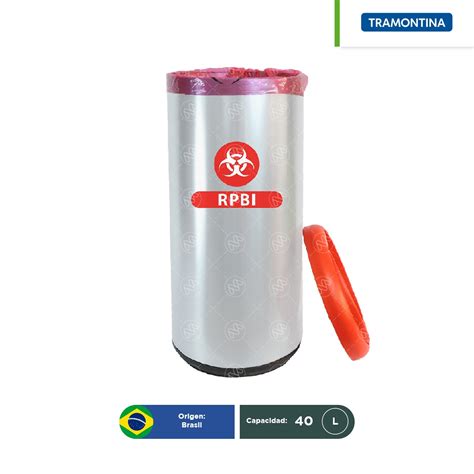 Combo bote de basura acero inoxidable tapa vaivén Tramontina RPBI 40 L