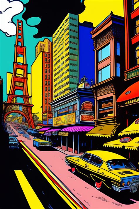 Lexica Chaotic stunning San Francisco illustrated by Hergé style of