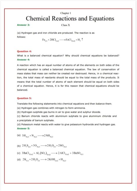 Th Science Chapter Chemical Reaction And Equations Ncert Text Solution