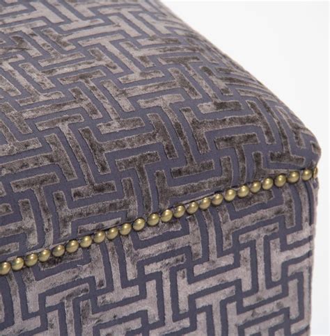 Dunia Hollywood Regency Modern Purple Grid Velvet Square Stool Ottoman