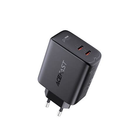 Acefast Adapter 2x USB C 40W PPS PD QC 3 0 AFC FCP Fekete A9