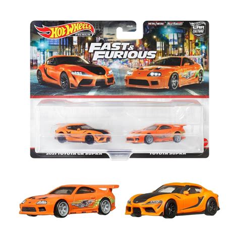 Hot Wheels Premium 1 64 Scale 2 Pack Fast Furious Toyota GR Supra Toyota Supra HKF54