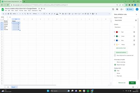 Comment Cr Er Une Liste D Roulante Dans Google Sheets