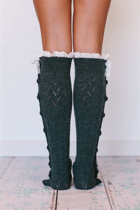 Knitted Leg Warmers With Lace Boot Topper With By Threebirdnest Lace