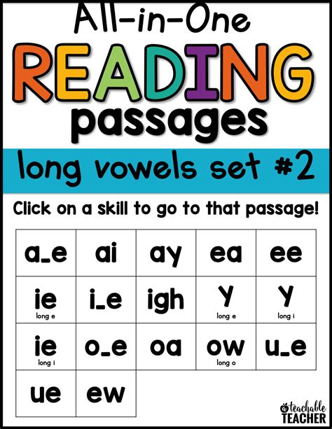 All In One Reading Passages Long Vowels Nd Edition A Teachable Teacher