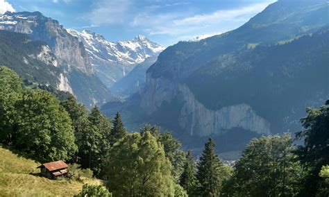 Overlooking Lauterbrunnen Valley from a trail to Wengen, Switzerland ...