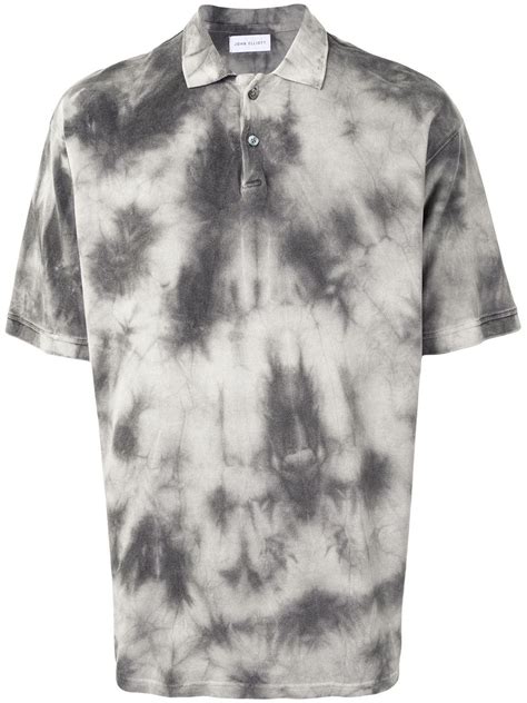 John Elliott Tie Dye Polo Shirt Grey Mens Polo Shirts Tie Dye