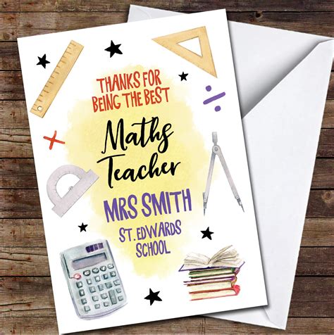 Thanks For Being The Best Maths Teacher Illustrations Personalised Card