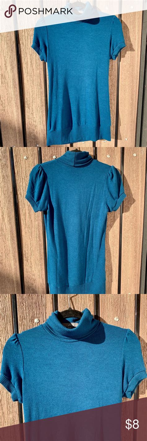 Dark Turquoise Turtleneck W Cap Sleeves Turtle Neck Cap Sleeves