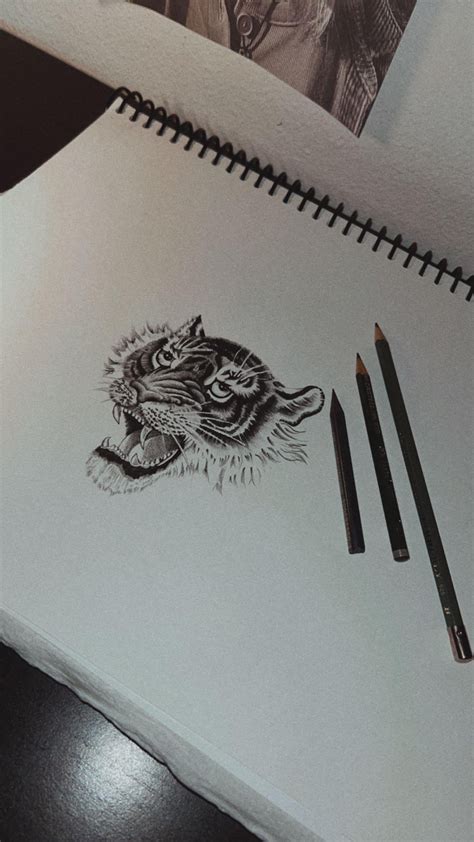 Tiger head drawing by me. : r/drawing