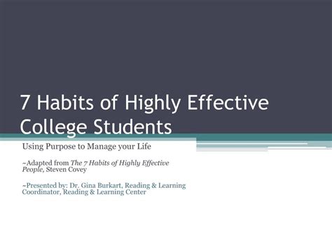 Ppt 7 Habits Of Highly Effective College Students Powerpoint