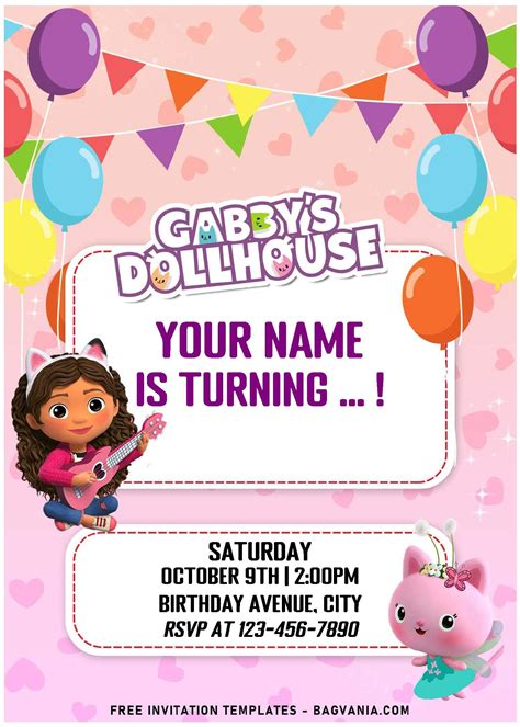 Free Editable Pdf Purr Fect Gabbys Dollhouse Birthday Invitation