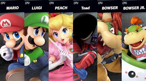 Super Smash Bros Ultimate Mario Vs Luigi Vs Peach Vs Toad Vs Bowser