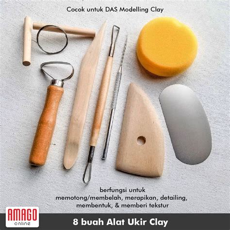 Jual 8 Pcs Pottery Clay Tools Set Alat Ukir Clay Tembikar Tanah Liat