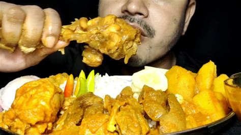 Asmr Eating Spicy Chicken Leg Curry Gizzard Liver Curry Potato