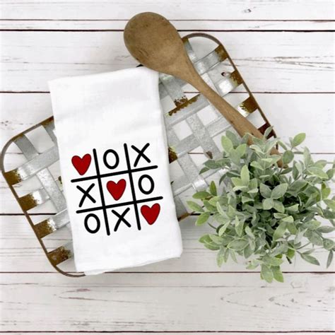 Valentines Day Decor Heart Flour Sack Towel Love Dish Towel