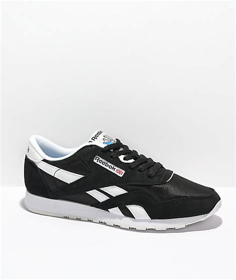 Reebok Classic Nylon And Canvas Black And White Shoes