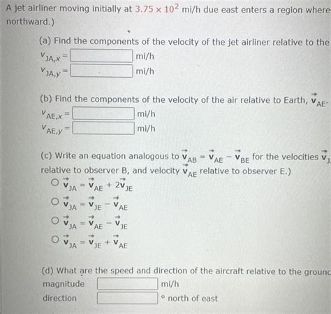 Solved A Jet Airliner Moving Initially At Mi H Due Chegg