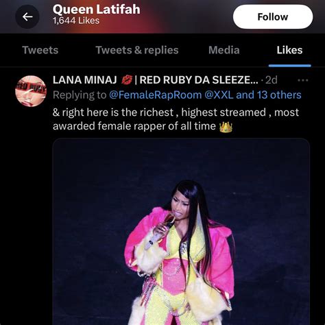 Nicki Minaj Access On Twitter Queen Latifah Has Liked A Tweet