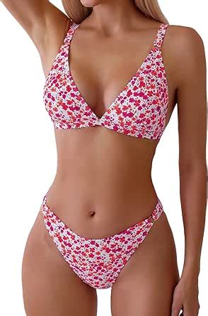Amazon Zaful Swimsuit For Women Floral Bikini Set Triangle Swimsuit Cheeky High Cut Two
