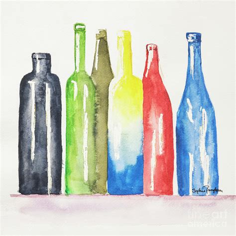 Watercolour Bottles Painting By Sophie Mcaulay