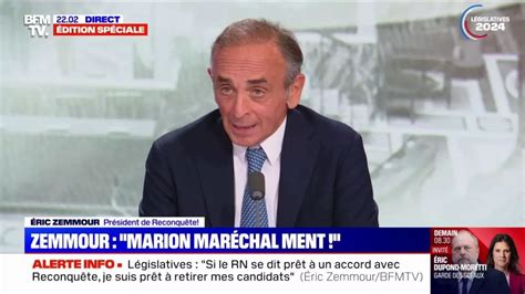 Éric Zemmour président de Reconquête sur un accord avec le RN C est