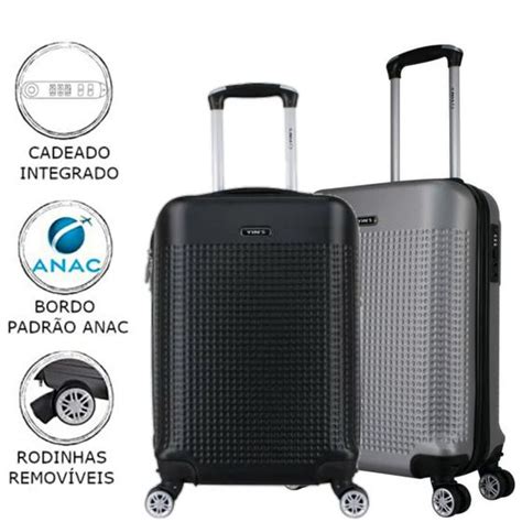 Conjunto Malas Viagem De Bordo Pequena Novas Medidas Anac 55x35x25