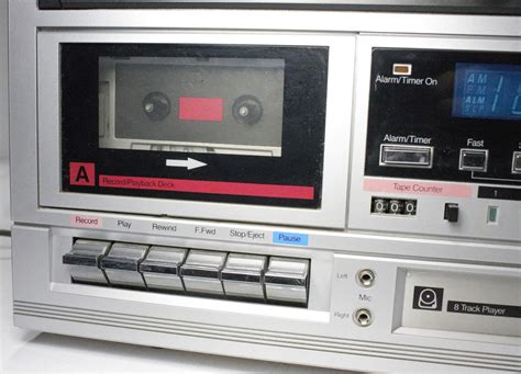 Vintage 80s Stereo System Dual Cassette Tape 8 Track Player Am Fm Radio Digital Alarm Clock