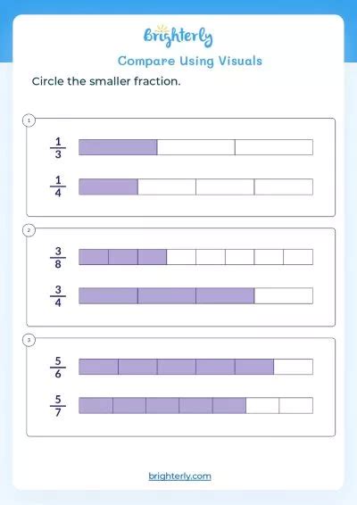 Free Printable Comparing Fractions Worksheet 4th Grade