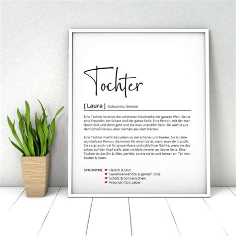 Tochter Definition Personalisiertes Poster Geschenk Etsy De