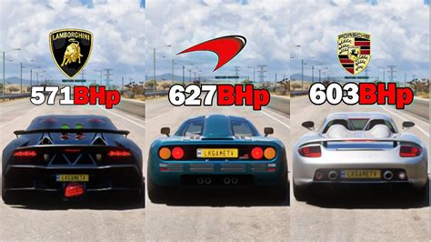 FH5 Drag Race Lamborghini Sesto Elemento Vs Mclaren F1 Vs Carrera GT