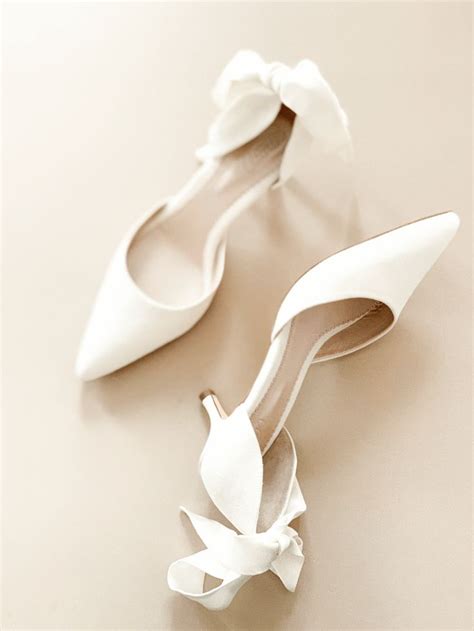 Harriet Kitten Heel Ivory Wedding Shoes With Satin Bow Emmy London