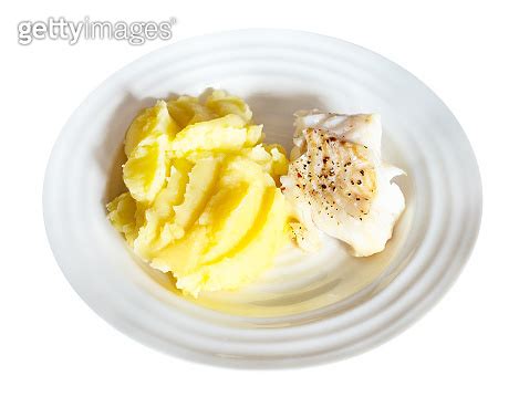 Served Baked Cod Fish With Mashed Potatoes