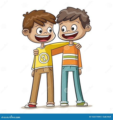 Two Boys Are Best Friends Vector Illustration | CartoonDealer.com #153277890