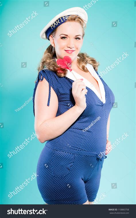 Sexy Blonde Pin Girl Wearing Blue Stock Photo 110883758 Shutterstock
