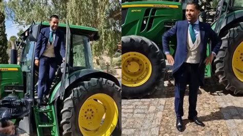 Un Novio Llega A Su Propia Boda Montado En Un Tractor Por Su Amor Al Campo