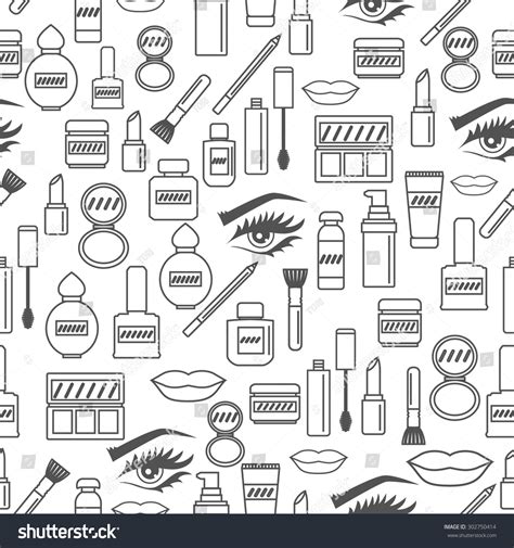 Make Up Pattern Doodle Makeup Seamless Pattern Seamless Pattern With