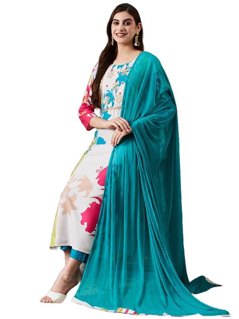 Buy Anni Designer Women S Cotton Blend Straight Printed Kurta With Pant