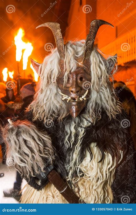 Krampus Devil Mask At Traditional Procession `parkelj Gathering