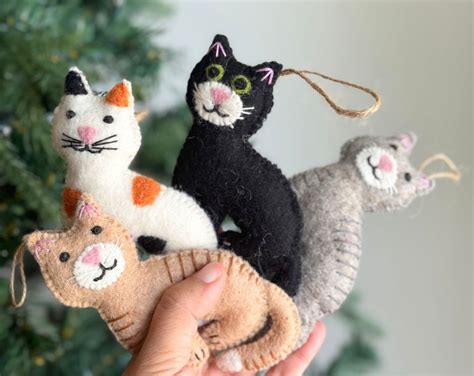 Felt Cat Christmas Ornament Made To Order Etsy