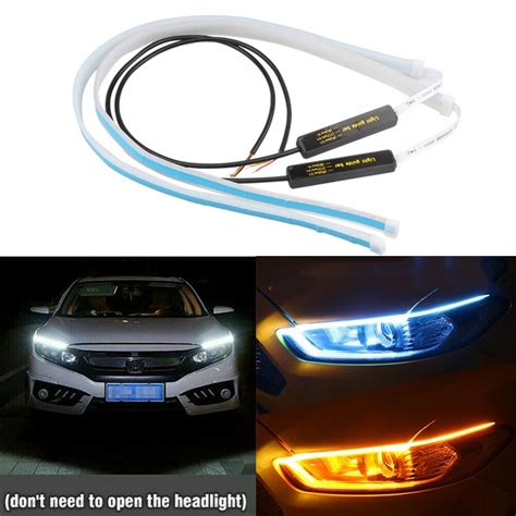 Pcs Ultrafine Cars Drl Led Daytime Running Lights Hite Turn Signal