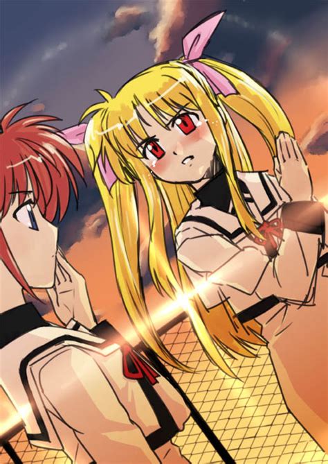 Fate Testarossa And Takamachi Nanoha Lyrical Nanoha And 2 More Drawn