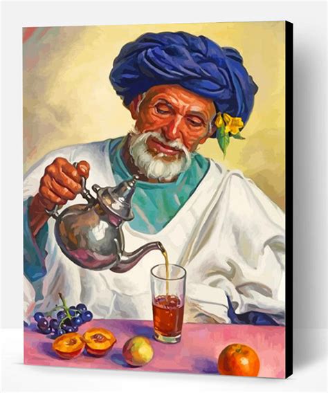 Old Moroccan Man Pouring Tea Paint By Numbers Paint By Numbers PRO