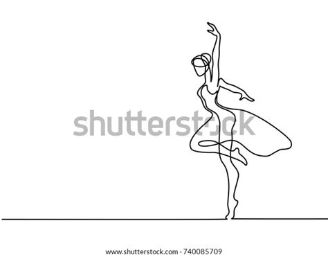 Continuous Line Art Drawing Ballet Dancer Stock Vector Royalty Free