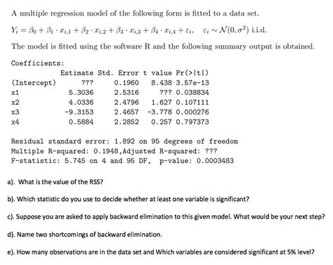 Solved A Multiple Regression Model Of The Following Form Is Chegg